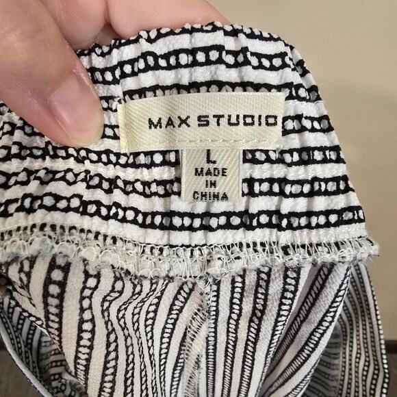 Women's Max Studio White & Black Lightweight Wide Leg Crop Pants | Size Large - Picture 9 of 10